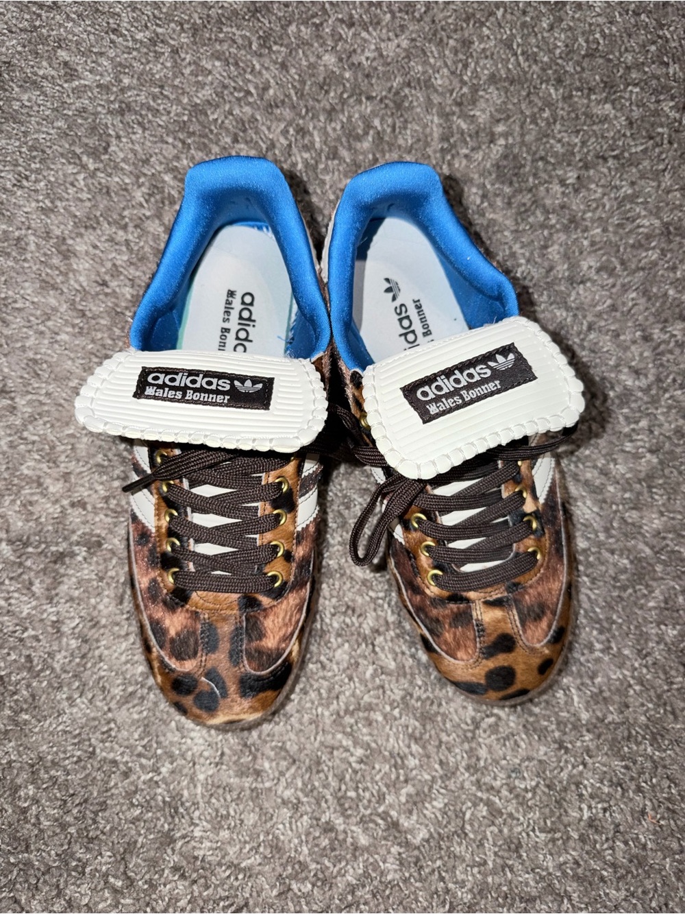 adidas women’s Leopard Print Sneakers with Blue Lining